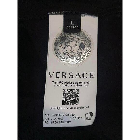 Versace Crystal Medusa Black Shirt Large Taylor Fit - Picture 7 of 8